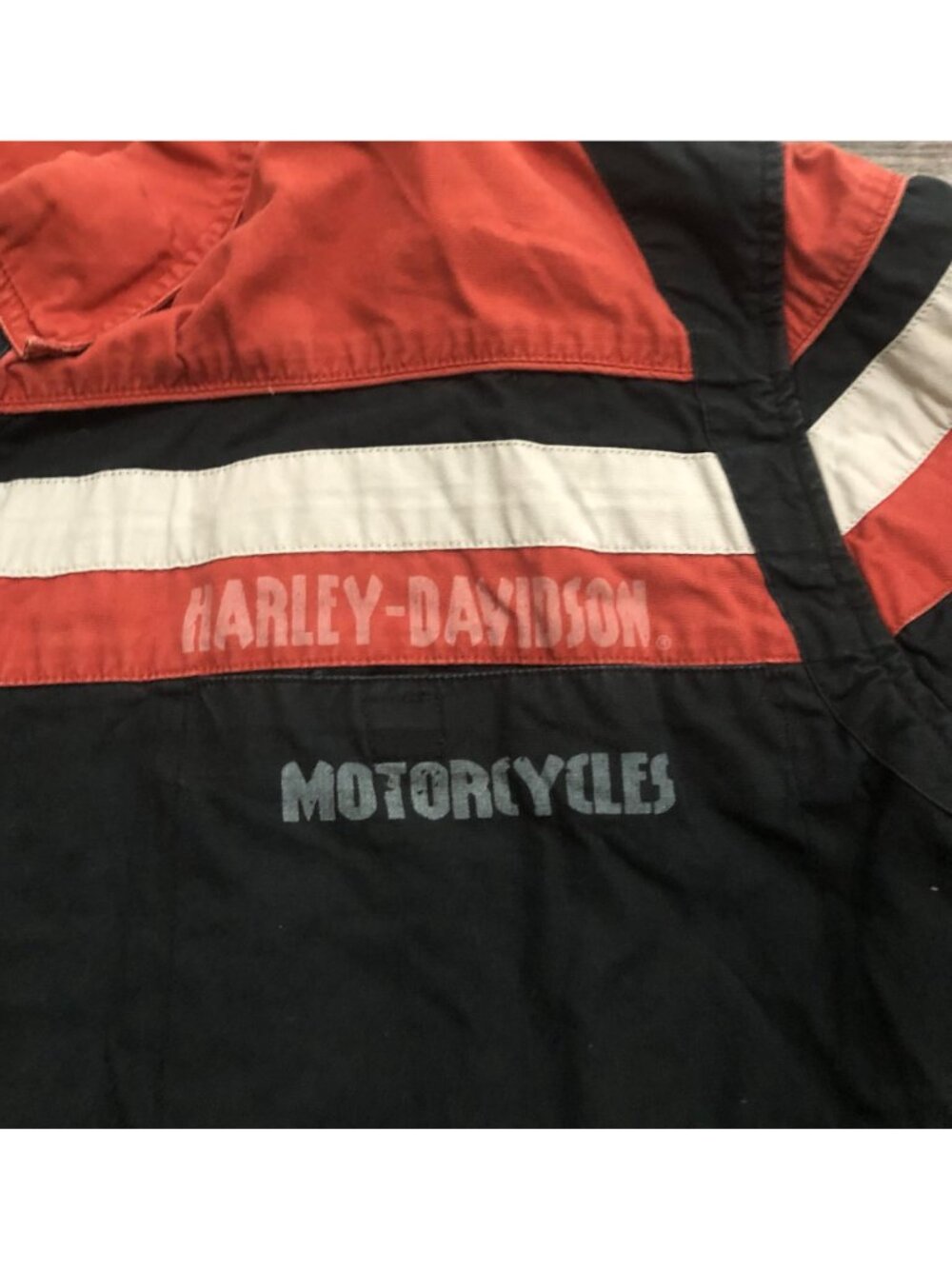 Harley Davidson Mens 3XL Black & Red Button Up Mechanic Shirt Short Sleeve - Picture 4 of 7